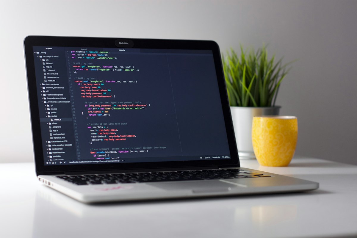 Clean, well-documented code on a developer’s laptop